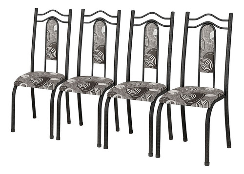 Jogo Conjunto De 4 Cadeiras Cozinha Sala Jantar Aço Metal