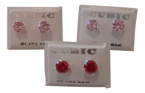 Aros Plata 925 Cubic Rosa/ Rojo-regalá/regalate! Al Costo!!