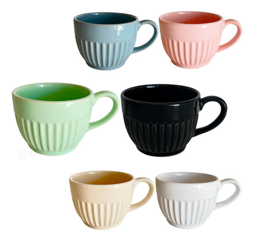 Set X4uni Tazas Ceramica Chica Canela Pastel Vintage 350ml