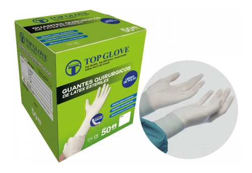 Guantes Top Glove Estériles Sin Polvo Caja X 100 Unidades