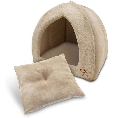 Cama Suave Para Perros Y Gatos Con Capucha