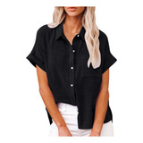 Blusa Q Para Mujer, Camisa Moderna Con Botones Lisos, V-ne