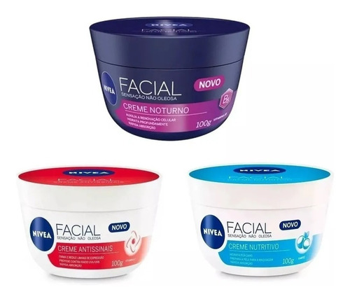 Kit Nivea Facial Antissinais,nutritivo, Noturno 3 Potes 