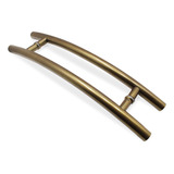 Puxador Para Porta Inox Tubular Curvo Meia Lua 80cm Bronze
