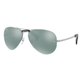 Óculos De Sol Ray-ban Rb3449 Standard Armação De Metal Cor Polished Silver, Lente Silver Espelhada, Haste Polished Silver De Metal