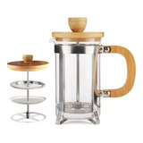 Cafetera Embolo Prensa Tipo Francesa Metal Bambu 600ml