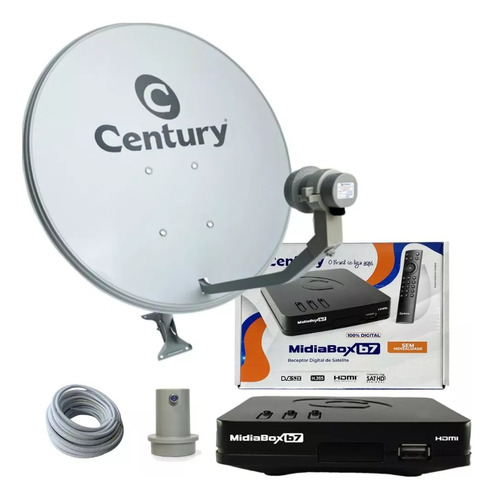 Antena Parabólica Ku Century 75cm  Midiabox B5 Cabo Lnbf 5g