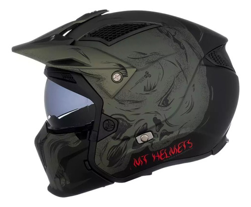 Mt Helmet Street Fighter Mate Talle M Verde + Visor Negro 