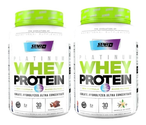 Combo 2x1 Platinum Whey Proteina Star Nutrition Pote 4lb