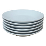 Jogo 6 Pratos Para Servir Lanche - Porcelana Branca