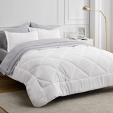 Bedsure Juego De Edredón Tamaño King Blanco: Cama King Rever