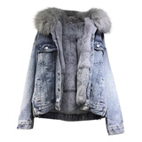 Chaqueta De  Jeans De Forro Polar De Térmica For Mujer