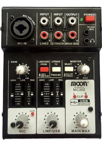 Consola Moon Mc302 Usb Interface  2 Canales Mixer Estudio