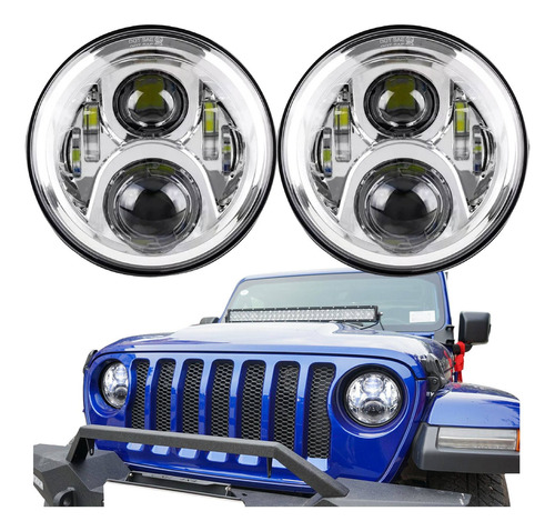 Faros Led Jeep Wrangler Jl Jt 2018-2024 Drl Ojo Angel Sunny