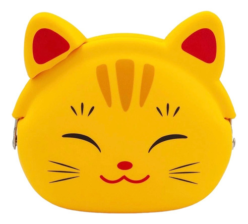 Gato Gatito 3d Monedero Japonés Silicona Amarillo Negro 