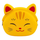 Gato Gatito 3d Monedero Japonés Silicona Amarillo Negro 