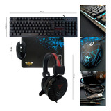 Set Gamer Teclado + Mouse + Audífonos + Mouse Pad - Luz Rgb