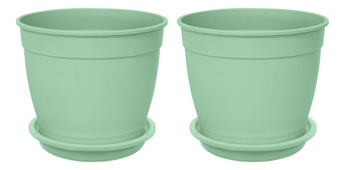 2x Vaso Aquarela Com Prato 4,5 (3,5l) Verde Claro Nutriplan