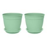 2x Vaso Aquarela Com Prato 4,5 (3,5l) Verde Claro Nutriplan
