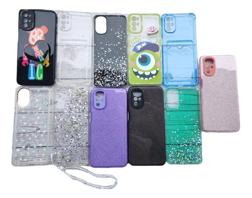 Funda Para Motorola G22 E32 Brillos Cadena Reforzada Varias