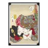 #911 - Cuadro Decorativo Vintage Gato Geisha Japon No Chapa