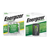 Pila Bateria Recargables Aaa4 + Bateria 9v- Energizer