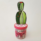 Cactus Vitrofusion Maceta Ceramica Redonda Pintada A Mano