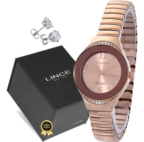 Relogio Lince Feminino Pequeno Rose Pulseira Elástica 