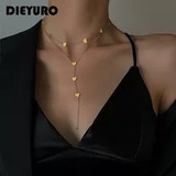 Dieyuro-collar Largo De Acero Inoxidable 316l Para Mujer, Ca