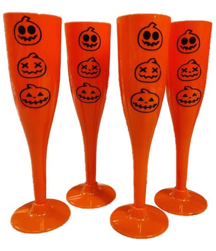 Decoracion Halloween Copas Calabaza *4 Und Champaña