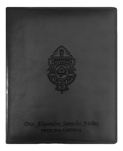 Porta Recetario Médico Piel Genuina Grabado De Nombre Y Logo