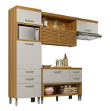 Cozinha Completa Mdf 3 Pç Nesher Princesa Marrom Off White