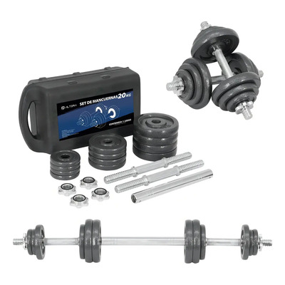 Mancuernas Altera Ajustables Discos Barra Conector 20 Kg Color Negro | Meses sin interés