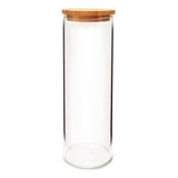 Pote De Vidro Tampa De Bambu Hermético Redondo 1,6l