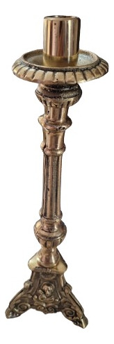 Antigo Castiçal De Igreja Em Bronze Trabalhado Altura 32cm. 