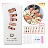 Kit Uñas Postizas Press On Soft Gel Coffin Reutilizable