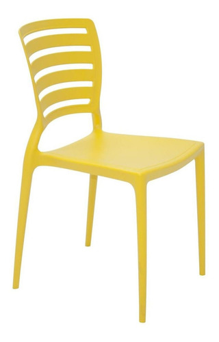 Cadeira De Jantar Tramontina Sofia Respaldo Horizontal, Estrutura De Cor  Amarelo, 1 Unidade