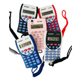 Kit 5 Mini Calculadora De Bolso Colorida Com Cordão Pescoço