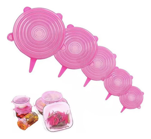 Set 6 Piezas Tapa Silicon Reutilizable Flexible Cocina