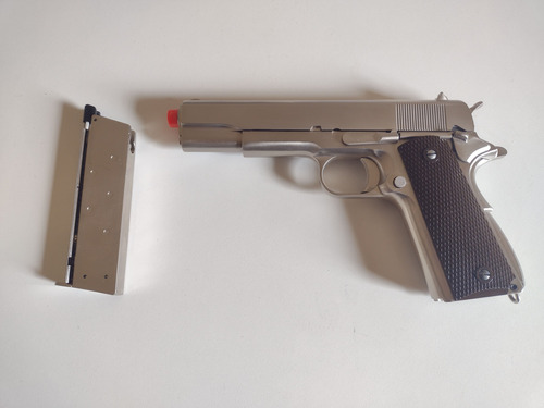 Airsoft Fullmetal 1911 Cromada We Green Gas Com Acessórios