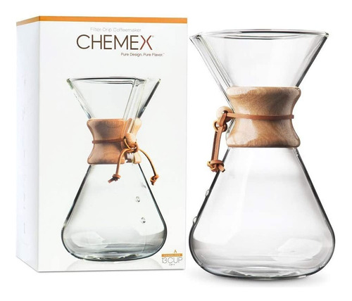 Chemex Cafetera De Vidrio Con Collar De Madera Y Tie, 65 Onz