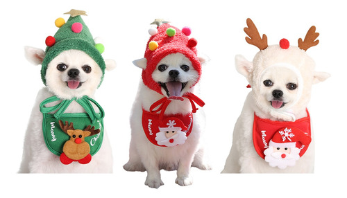 Árbol De Navidad Alce Bufanda Gorro Ropa Set Para Perro Gato