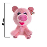 Peluche Chancho Ojon Sentado Suave Relleno 40 Cm Color Rosa