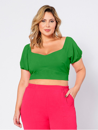 Cropped Plus Size Com Amarração Ajustável Confortável Leve