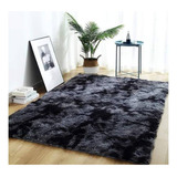 Alfombra Peludita, Negra Jaspeada Rectangular 180x200 Suave 