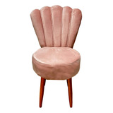 Cadeira De Jantar Luxo Estofada Veludo Rosê Pés Palito