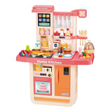Cozinha Infantil Completa Painel Touch Vapor Pia Som 98cm Cor Rosa