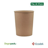 Paq Con 50 Pzs De Contenedor Térmico Biodegradable 500 Ml