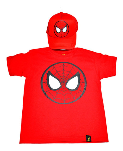 Playera Niño Spiderman Cara Combo Con Gorra No Way Killroy