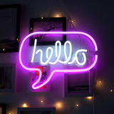 Letrero De Neón Led Usb Hello Neon Blanco/rosa Decoración Fi